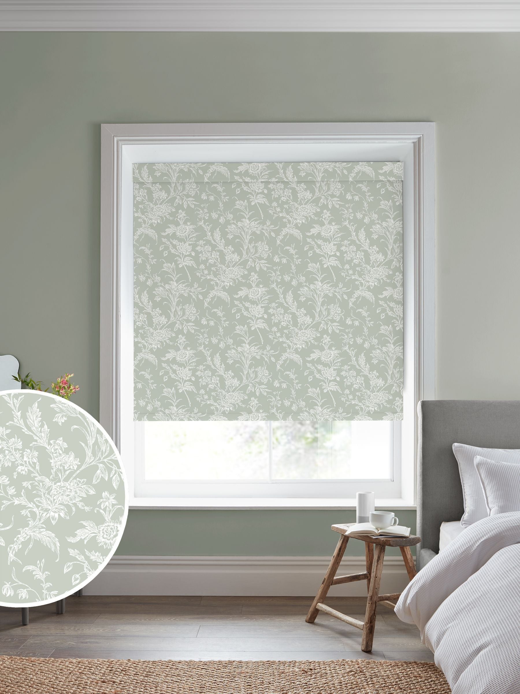 Laura Ashley roller blind sage green Lloyd 770x440mm, imported from the UK