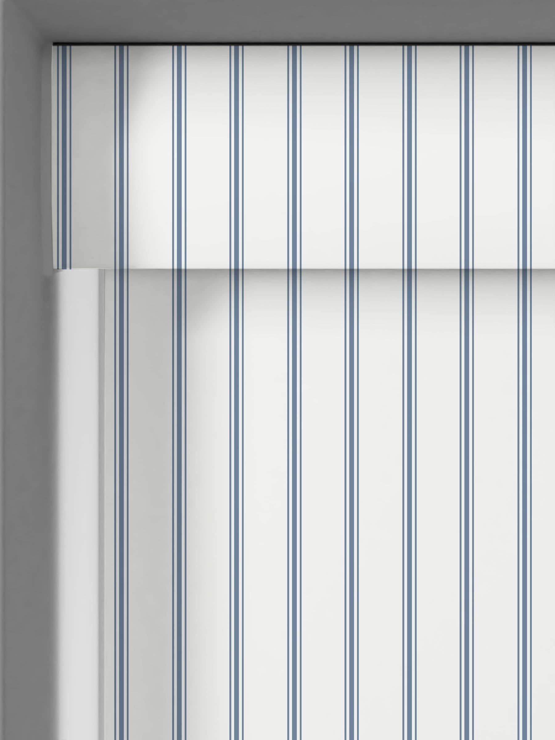 Laura Ashley roller blind dusky blue stripe Farnworth, imported from the UK