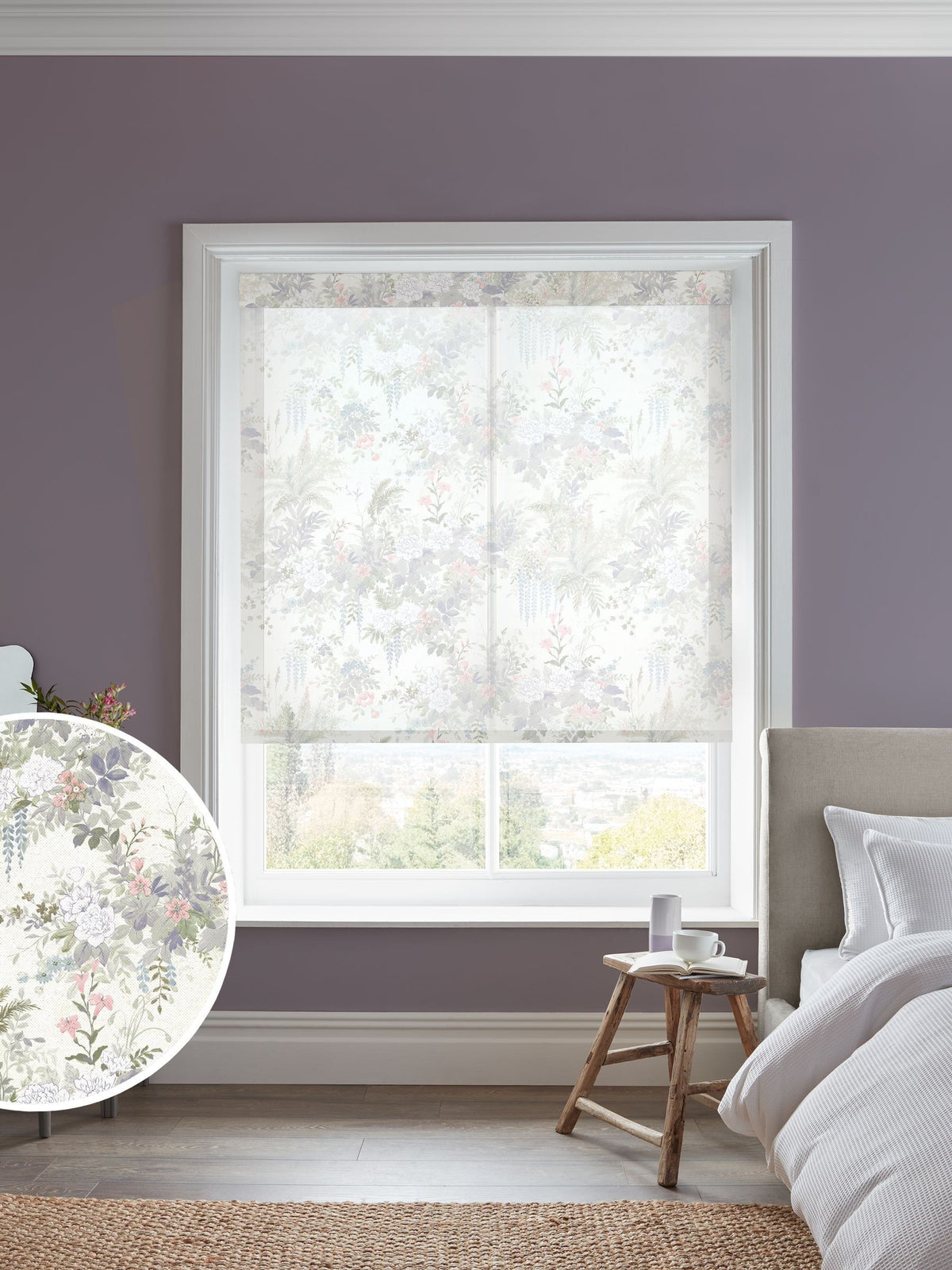 Laura Ashley sheer roller blind purple 820x1150mm - British product