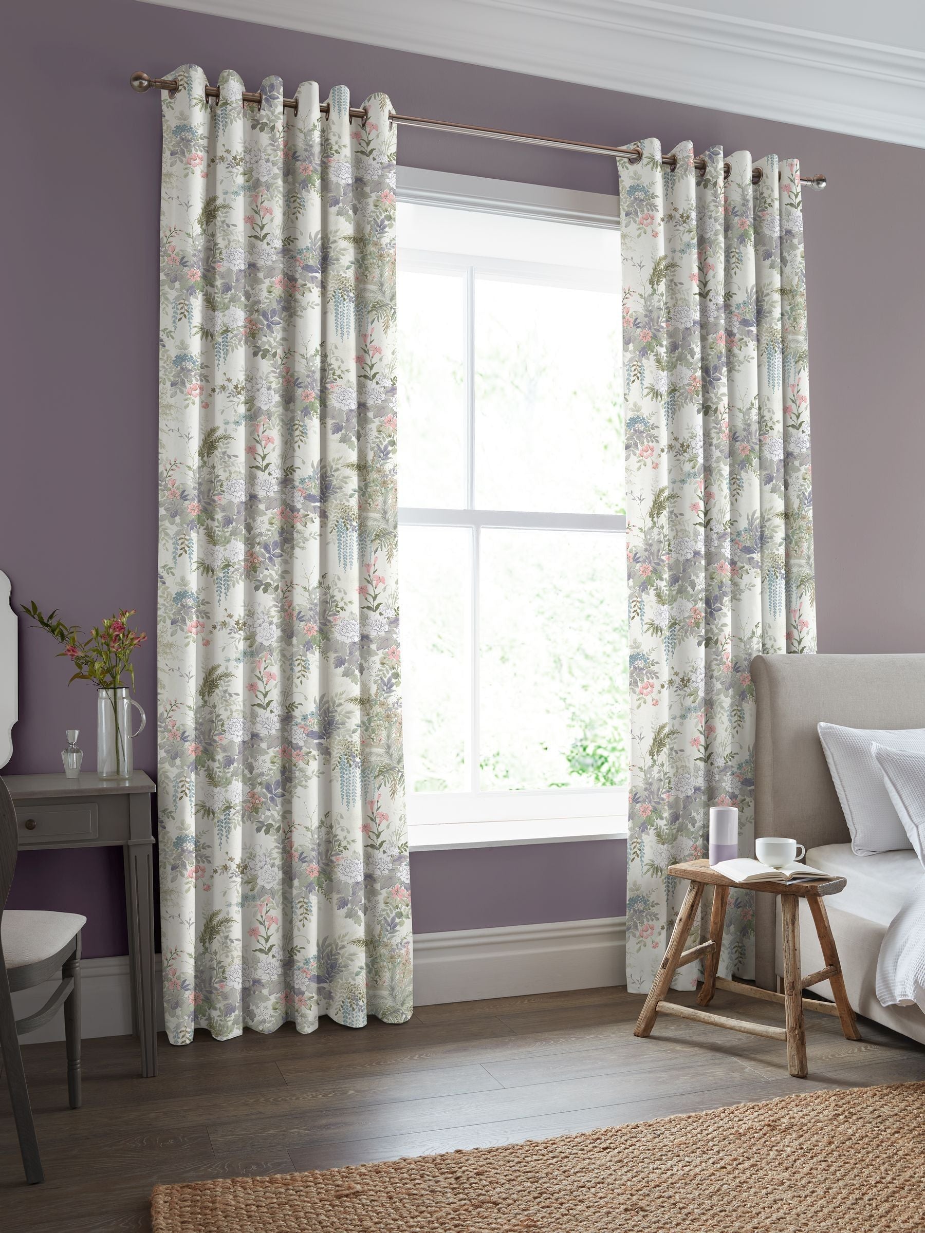Laura Ashley purple Linlithgow made to measure curtains 100% cotton - British product