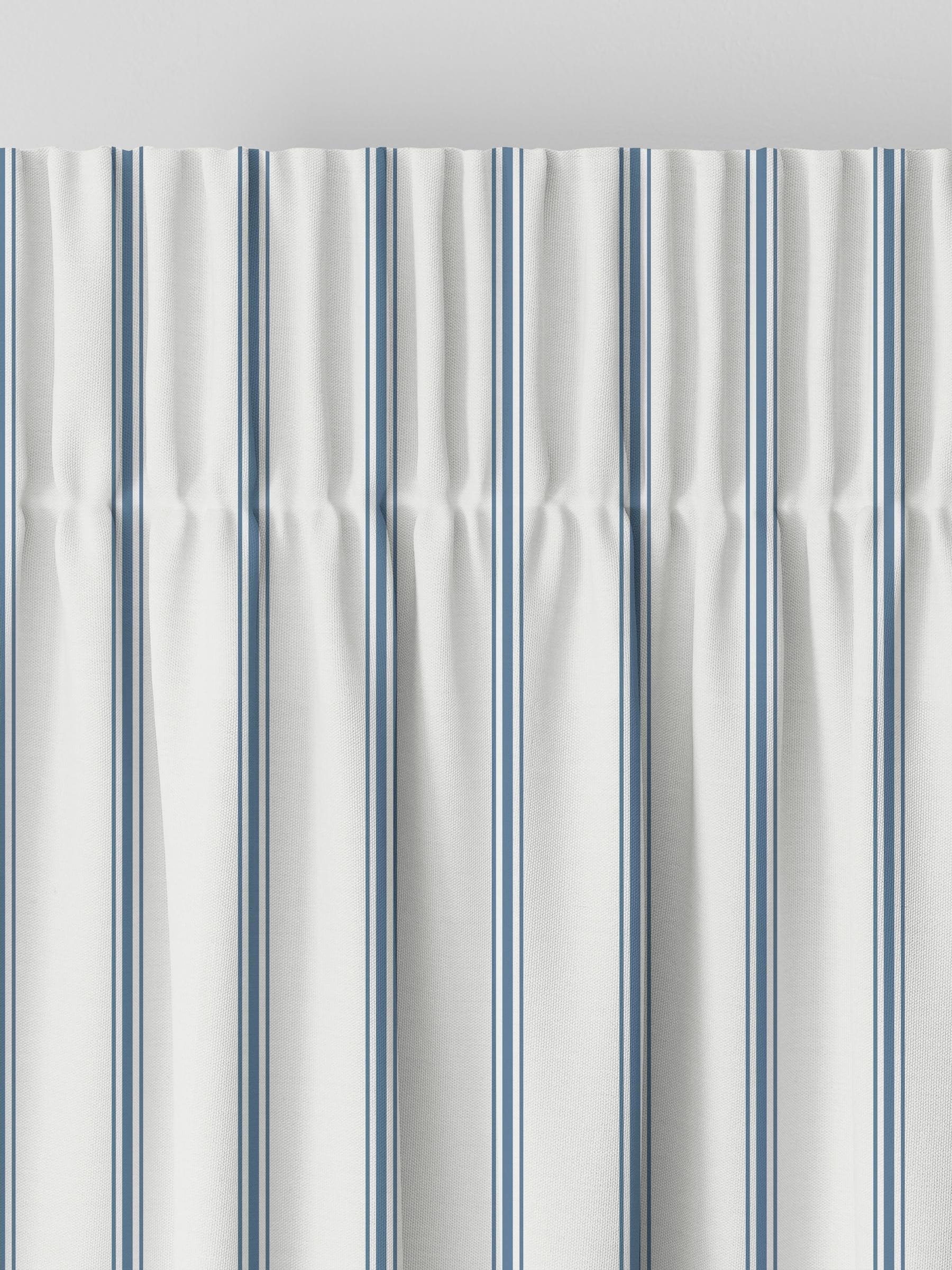 Laura Ashley Farnworth dusky blue stripe curtains, imported from the UK