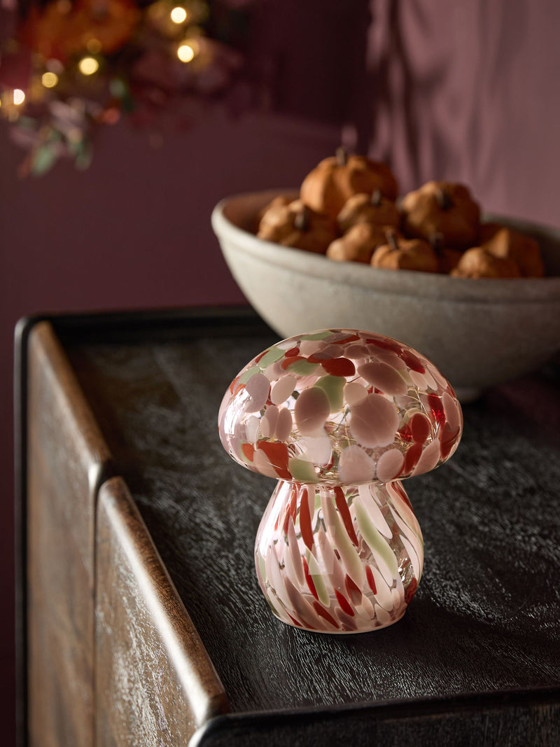 Pink confetti toadstool battery operated feature light 15.5cm, imported from the UK