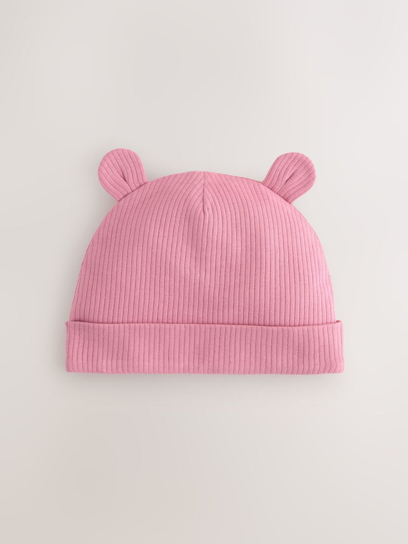 Pink baby beanies 3 pack for 0-18 months, UK version