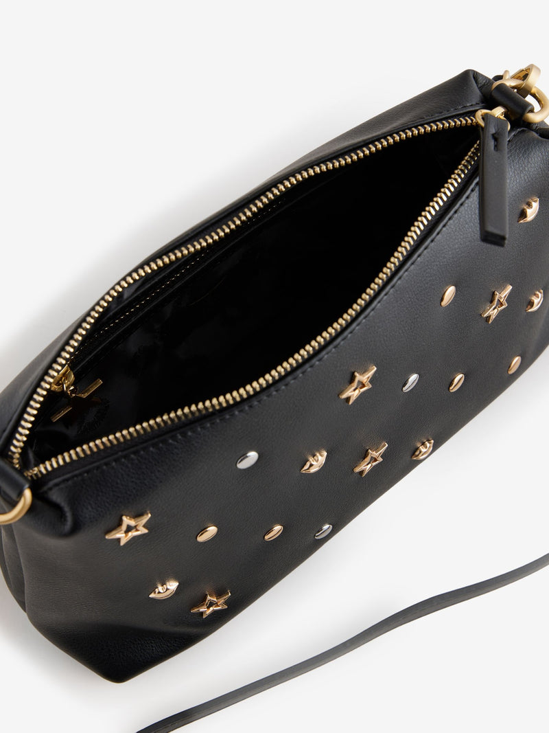 Rockett St George Black Icon Stud cross-body bag, imported from the UK