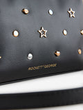 Rockett St George Black Icon Stud cross-body bag, imported from the UK