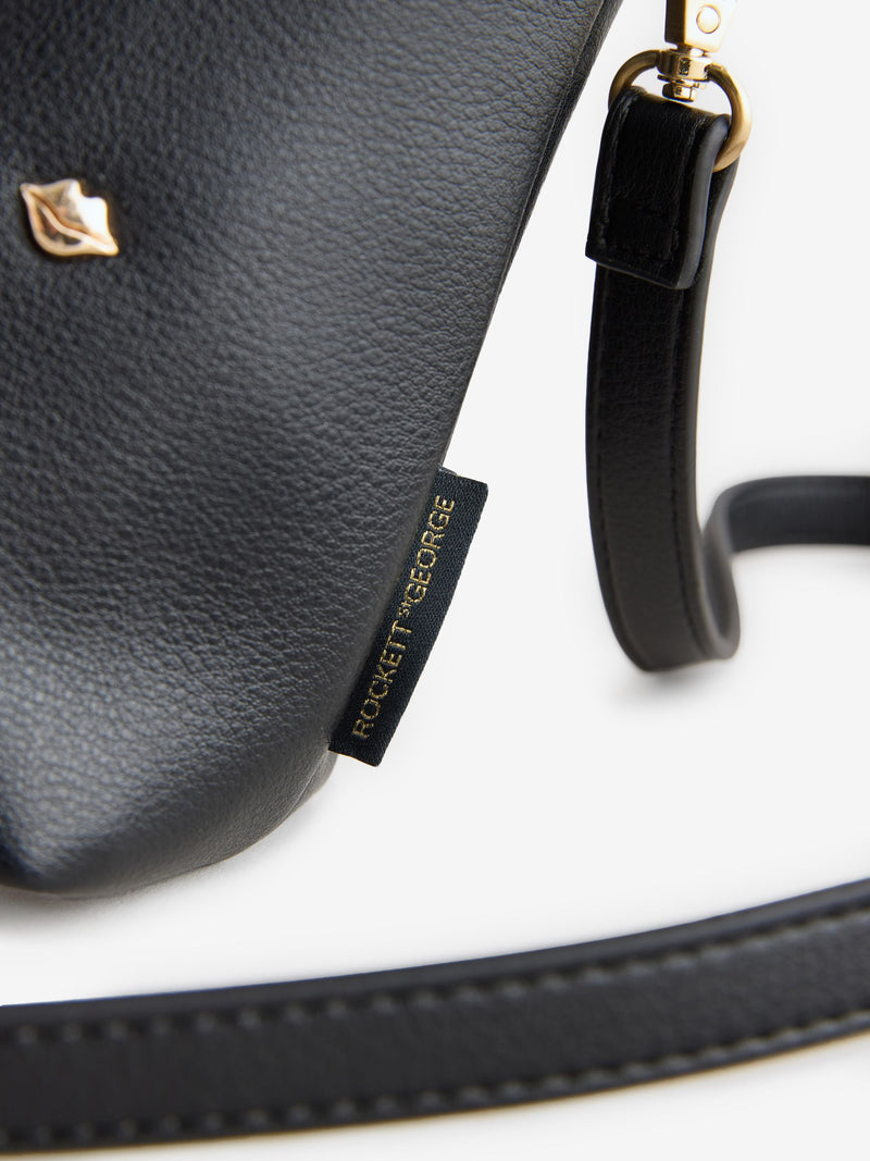 Rockett St George Black Icon Stud cross-body bag, imported from the UK