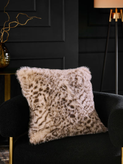 Next Snow Leopard Print Faux Fur Cushion 50x50cm- Buy online at McGrocer