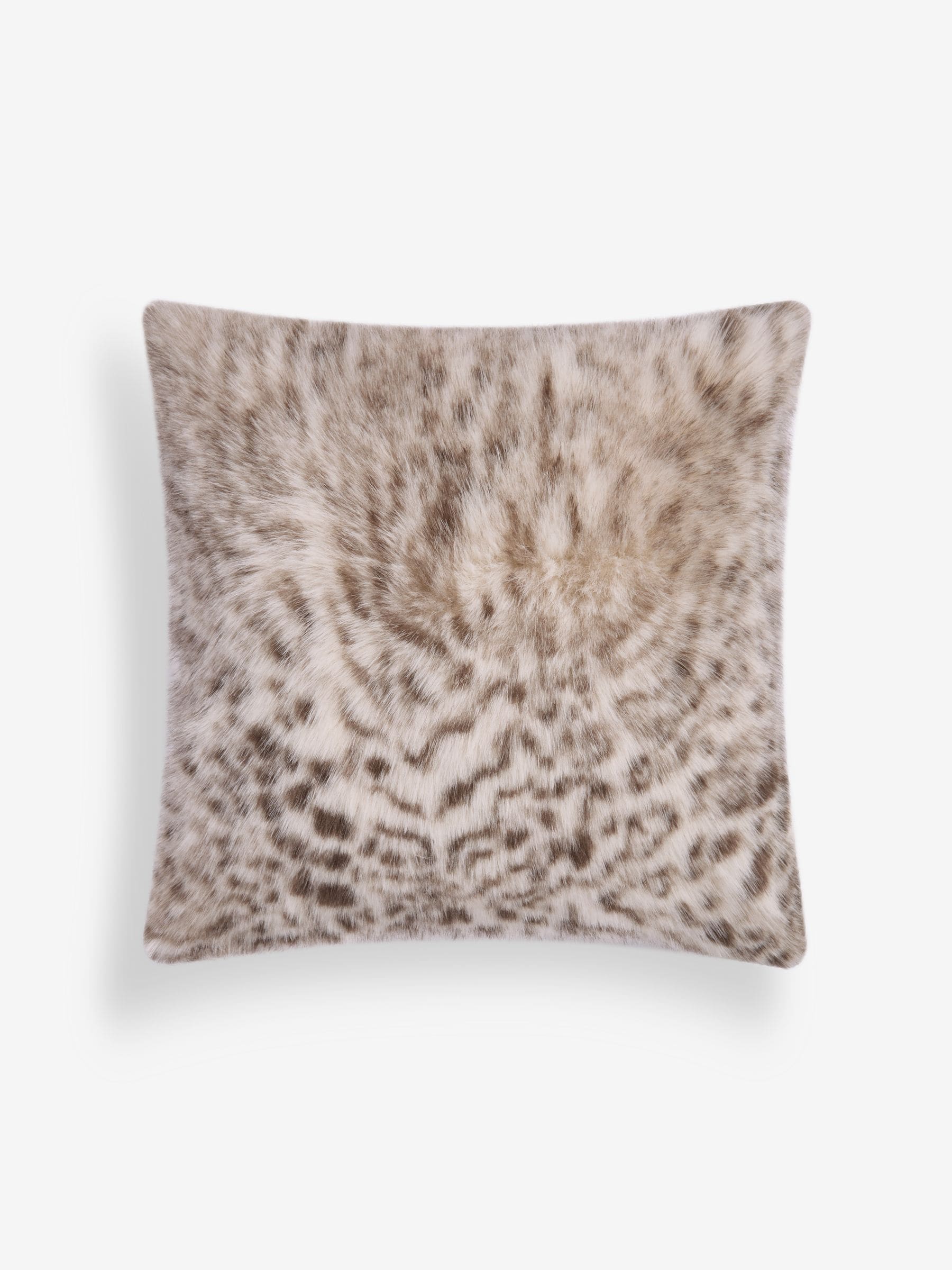 Snow leopard print faux fur cushion 50x50cm (British brand)