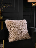 Snow leopard print faux fur cushion 50x50cm (British brand)
