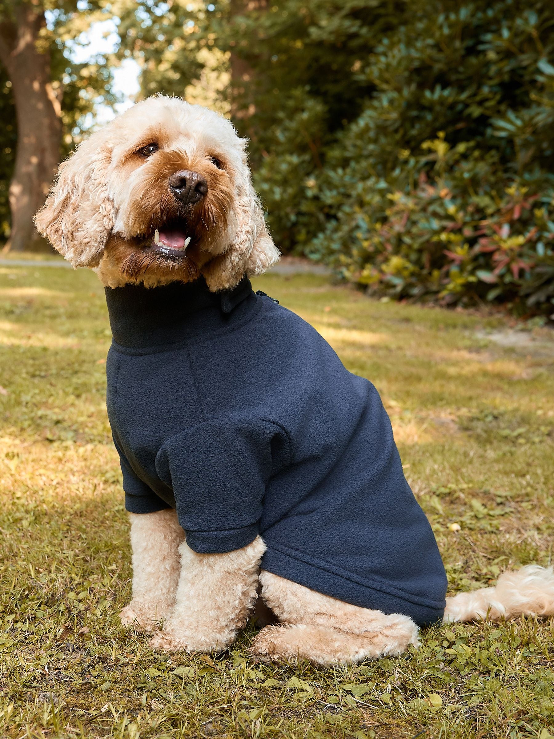 Navy pet fleece 100% polyester, imported from the UK