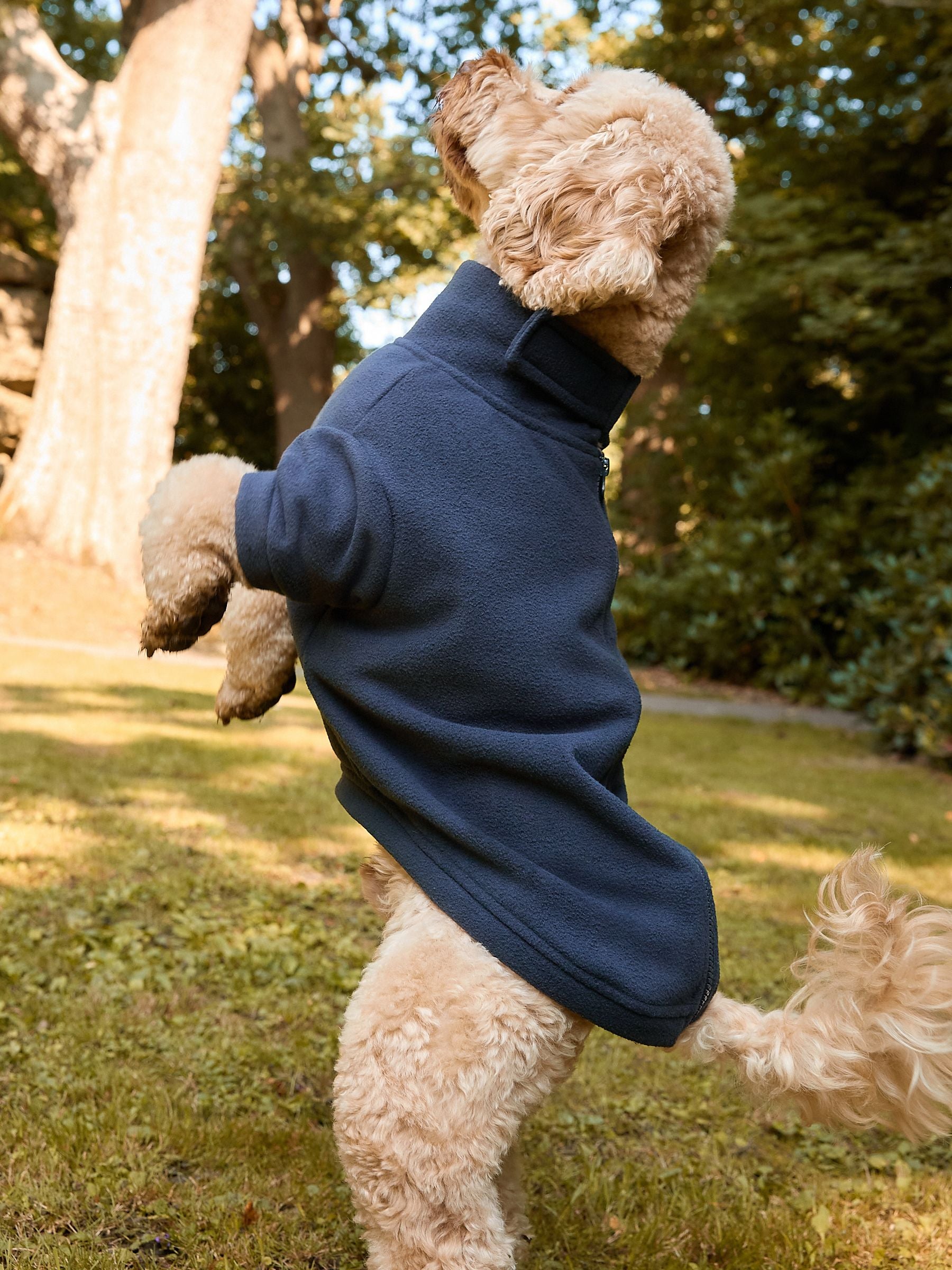 Navy pet fleece 100% polyester, imported from the UK