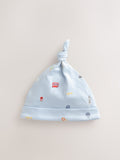 Blue London tie top baby hats 3 pack, UK version