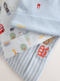 Blue London tie top baby hats 3 pack, UK version