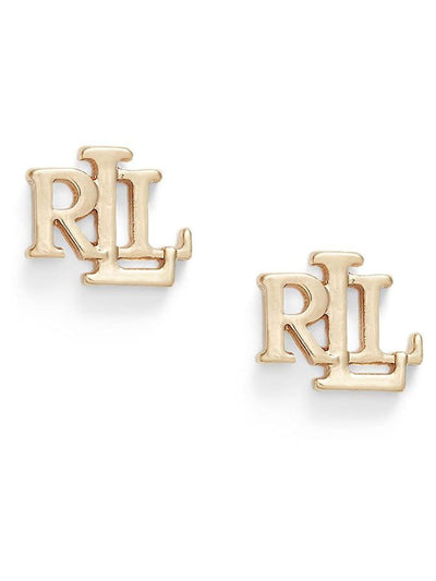 Next Lauren Ralph Lauren Gold Tone Logo Stud Earrings- Buy online at McGrocer