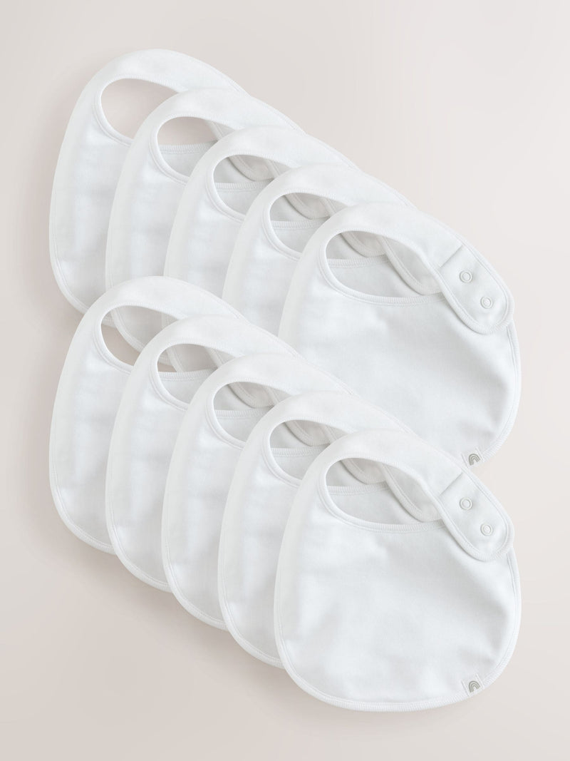White baby bibs 10 pack (British brand)