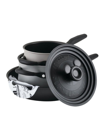 Prestige 4 Piece Black Disney X Steamboat Willie Aluminium Induction Non-Stick Cookware Set