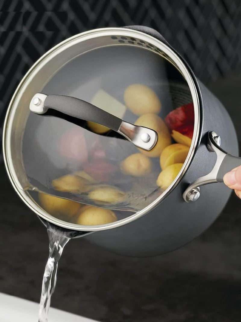 Circulon grey nonstick saucepan set with ScratchDefense - British product