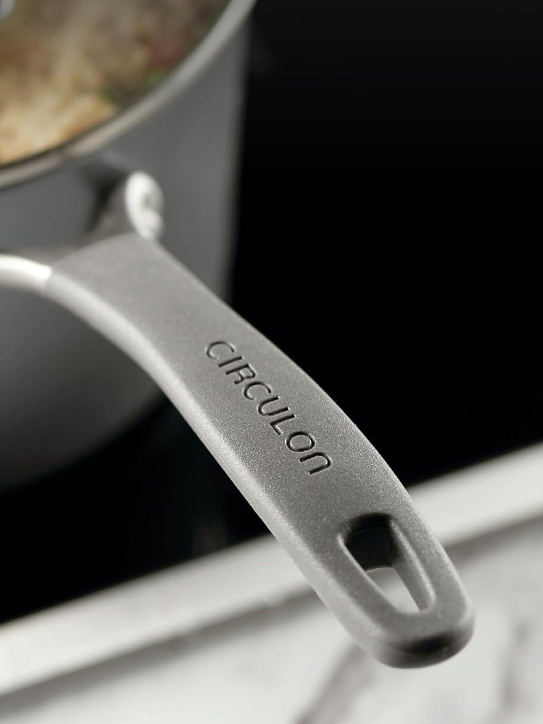 Circulon grey nonstick saucepan set with ScratchDefense - British product