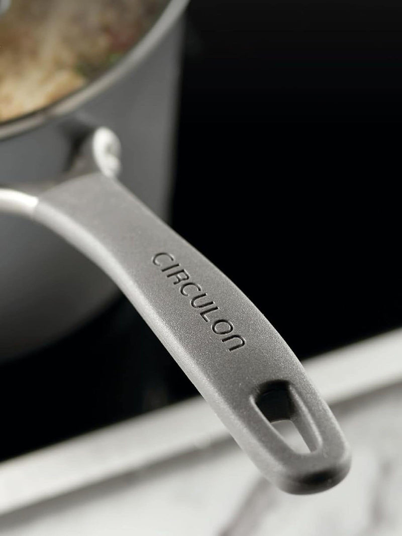 Circulon grey nonstick saucepan set with ScratchDefense - British product