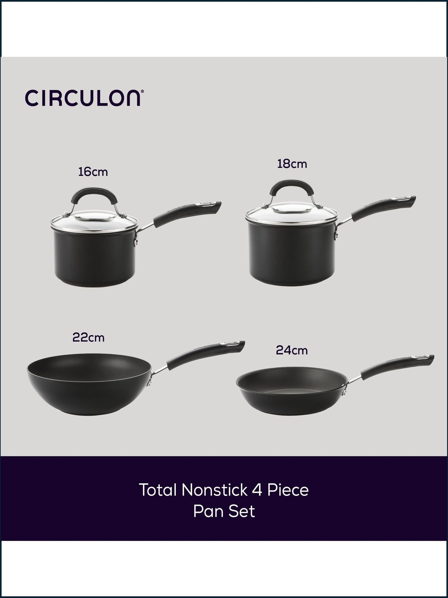 Circulon 4 piece black total hard anodised non stick cookware set - British product
