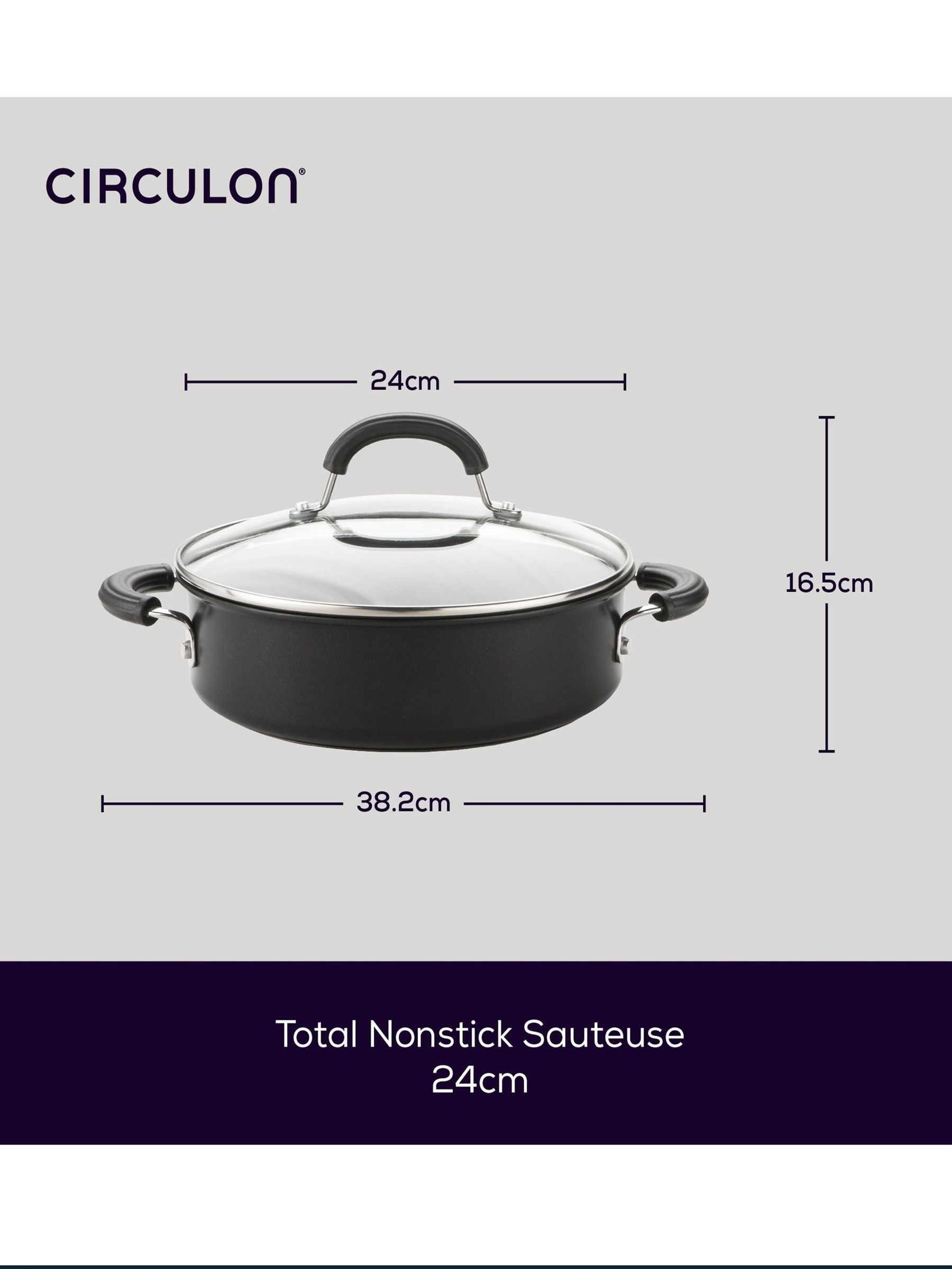 Circulon Grey Total Hard Anodised Sauteuse with Glass Lid 28cm - British product