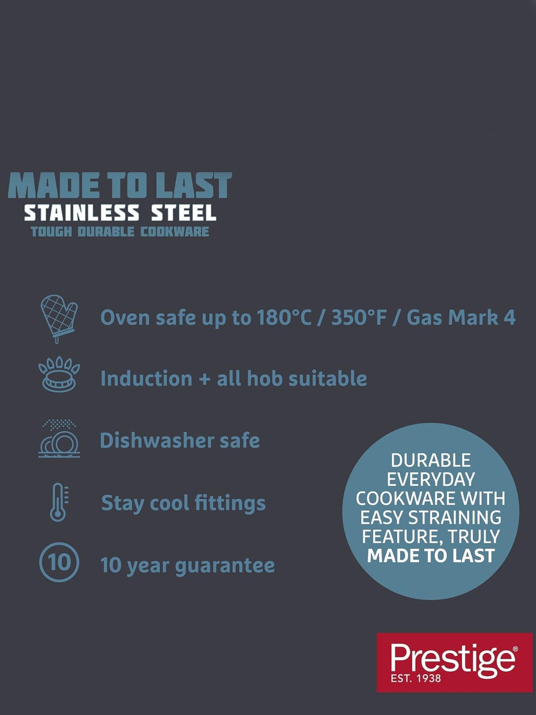 Prestige Grey Made To Last 29cm frying pan, imported from the UK