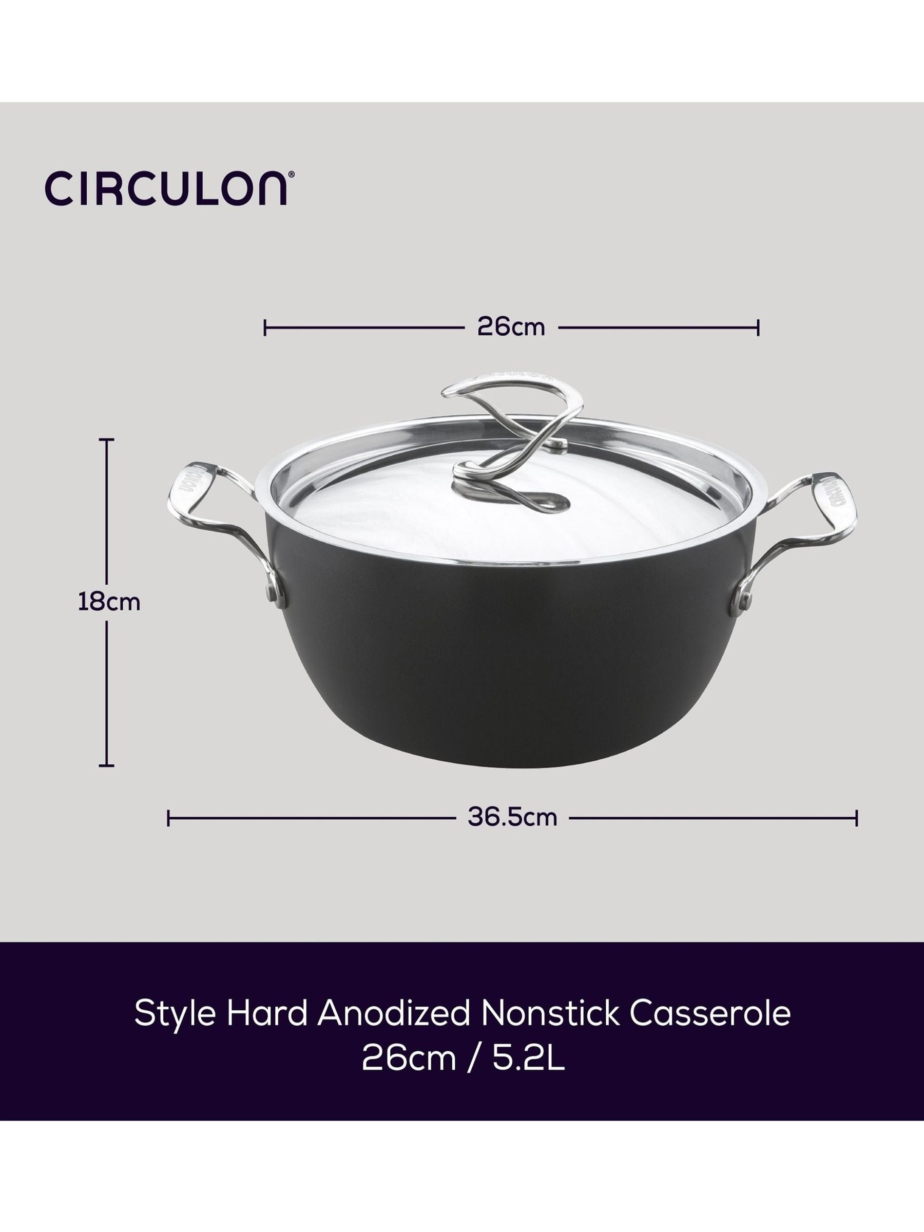 Circulon Grey Style deep chefs casserole 26cm - British product