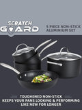 Prestige 5 Piece Grey Scratch Guard Non-Stick Aluminium Cookware Set, imported from the UK
