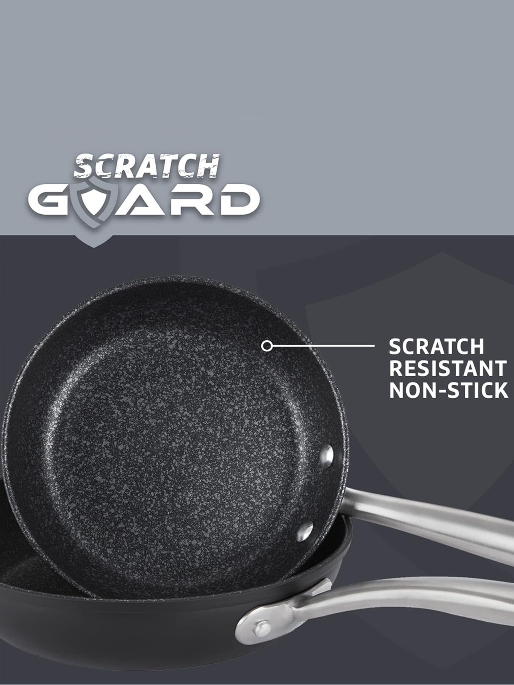 Prestige 5 Piece Grey Scratch Guard Non-Stick Aluminium Cookware Set, imported from the UK