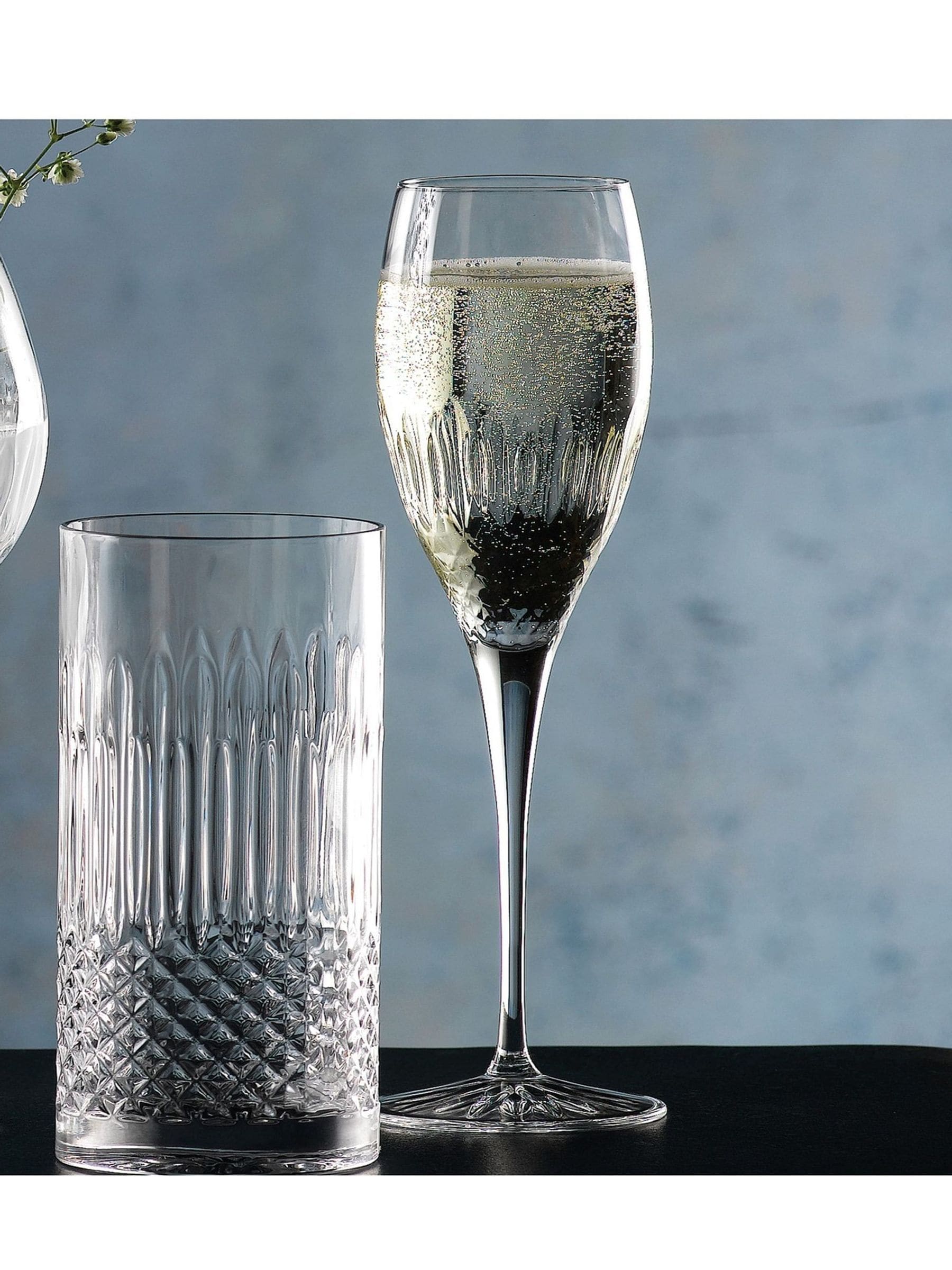 Luigi Bormioli Set of 6 Grey Diamante Hi-Ball Glasses