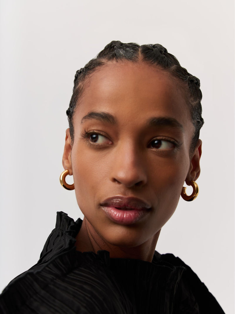 Missoma gold tone chubby medium hoop earrings - British product