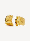 Missoma gold oversized wavy ridge ripple stud earrings 24mm x 22mm, imported from the UK