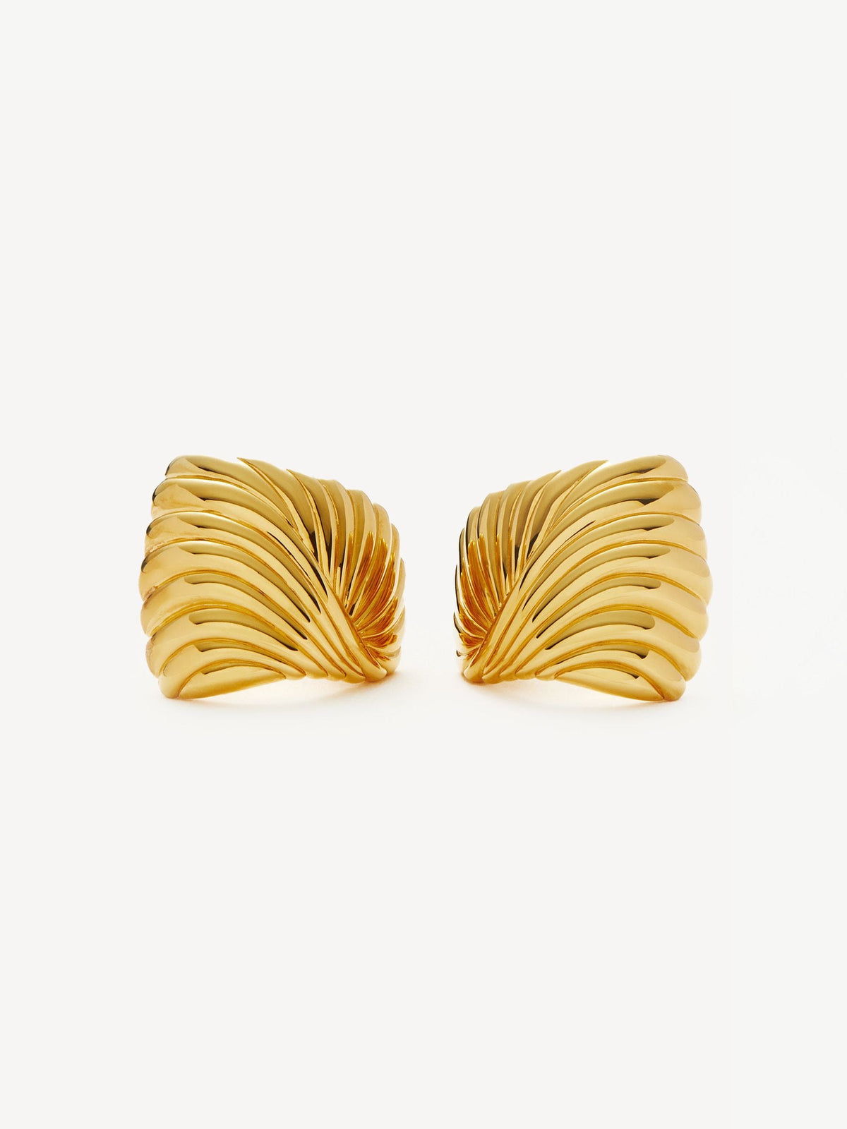 Missoma gold oversized wavy ridge ripple stud earrings 24mm x 22mm, imported from the UK