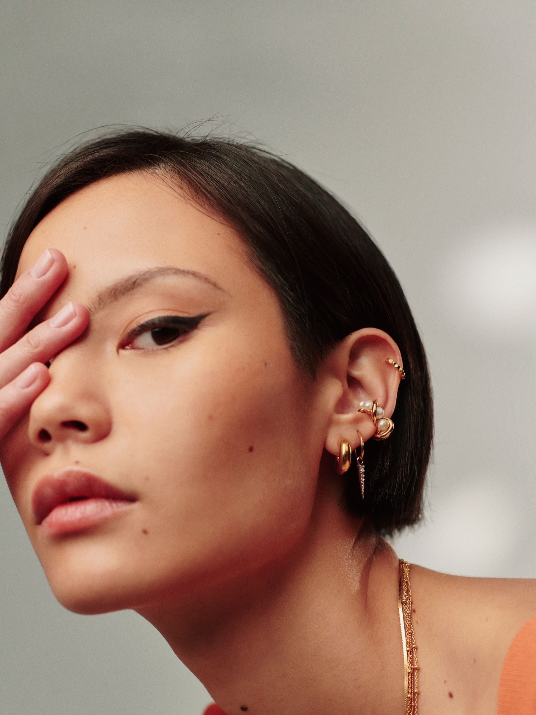 Missoma gold tone chubby mini hoop earrings 18k plated (British brand)