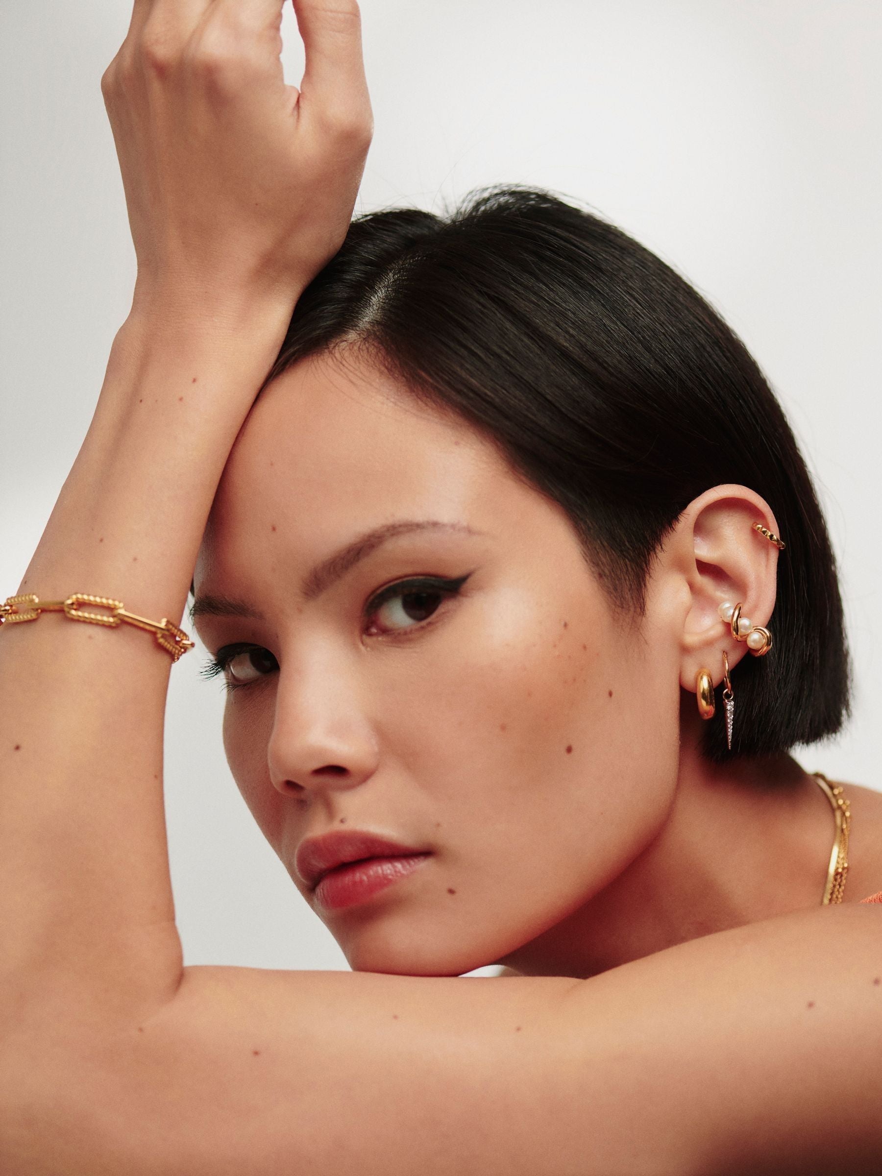 Missoma gold tone chubby mini hoop earrings 18k plated (British brand)