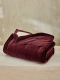 French Connection burgundy washed cotton velvet quilted bedspread, imported from the UK