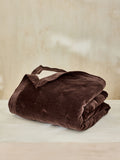 French Connection Chocolate Brown Washed Cotton Velvet Quilted Bedspread