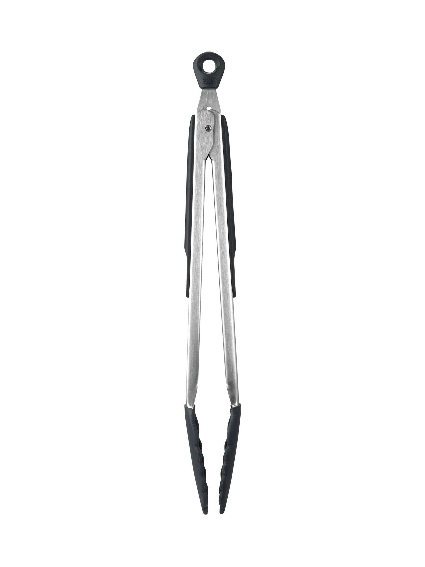Oxo 12 inch kitchen tongs with silicone heads, imported from the UK