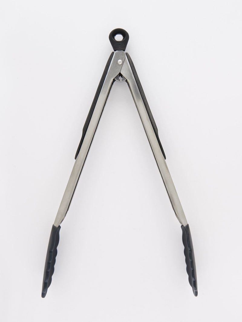 Oxo 12 inch kitchen tongs with silicone heads, imported from the UK
