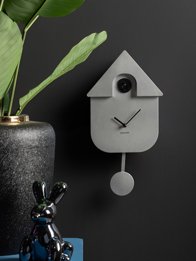 Karlsson Metallic Silver Modern Cuckoo Wall Clock
