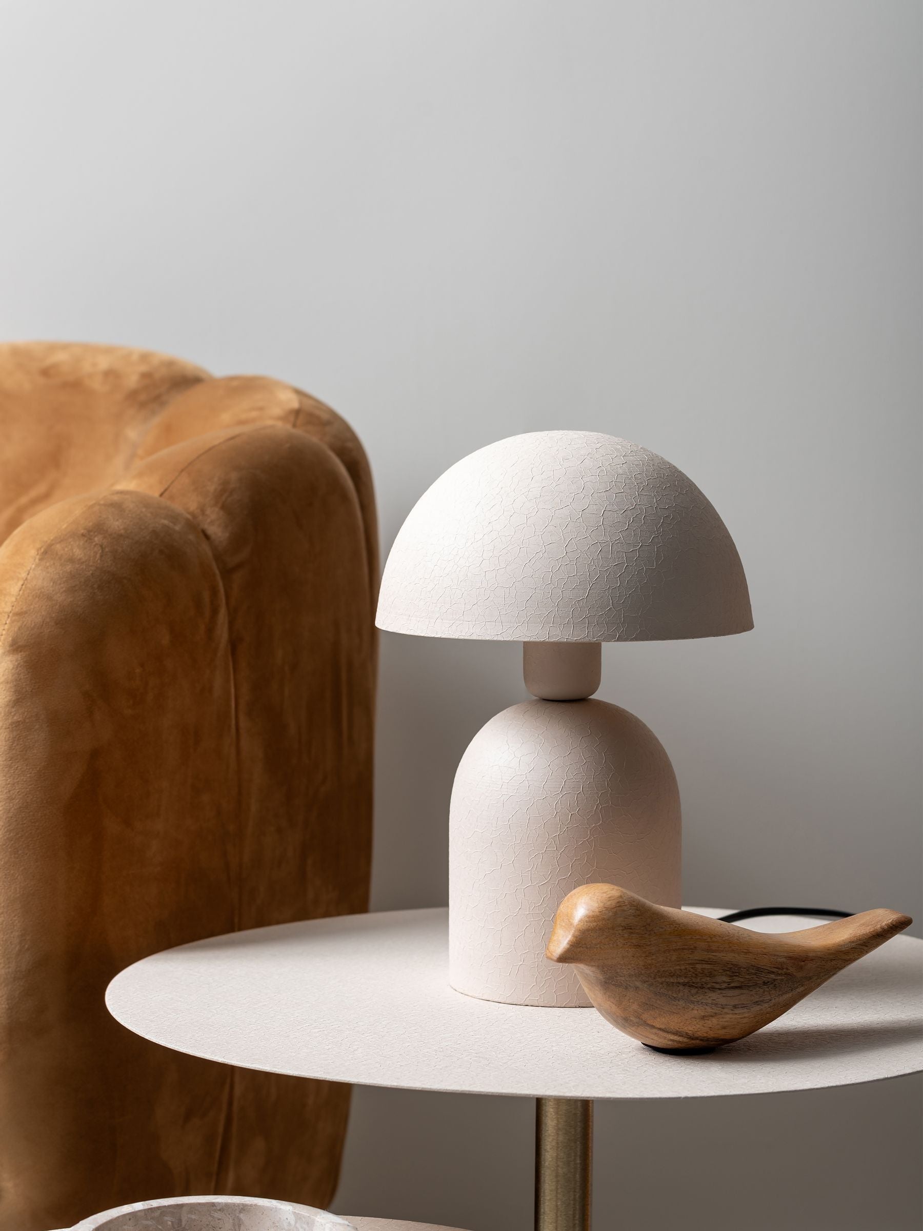 Leitmotiv Warm Grey textured table lamp 30cm, imported from the UK
