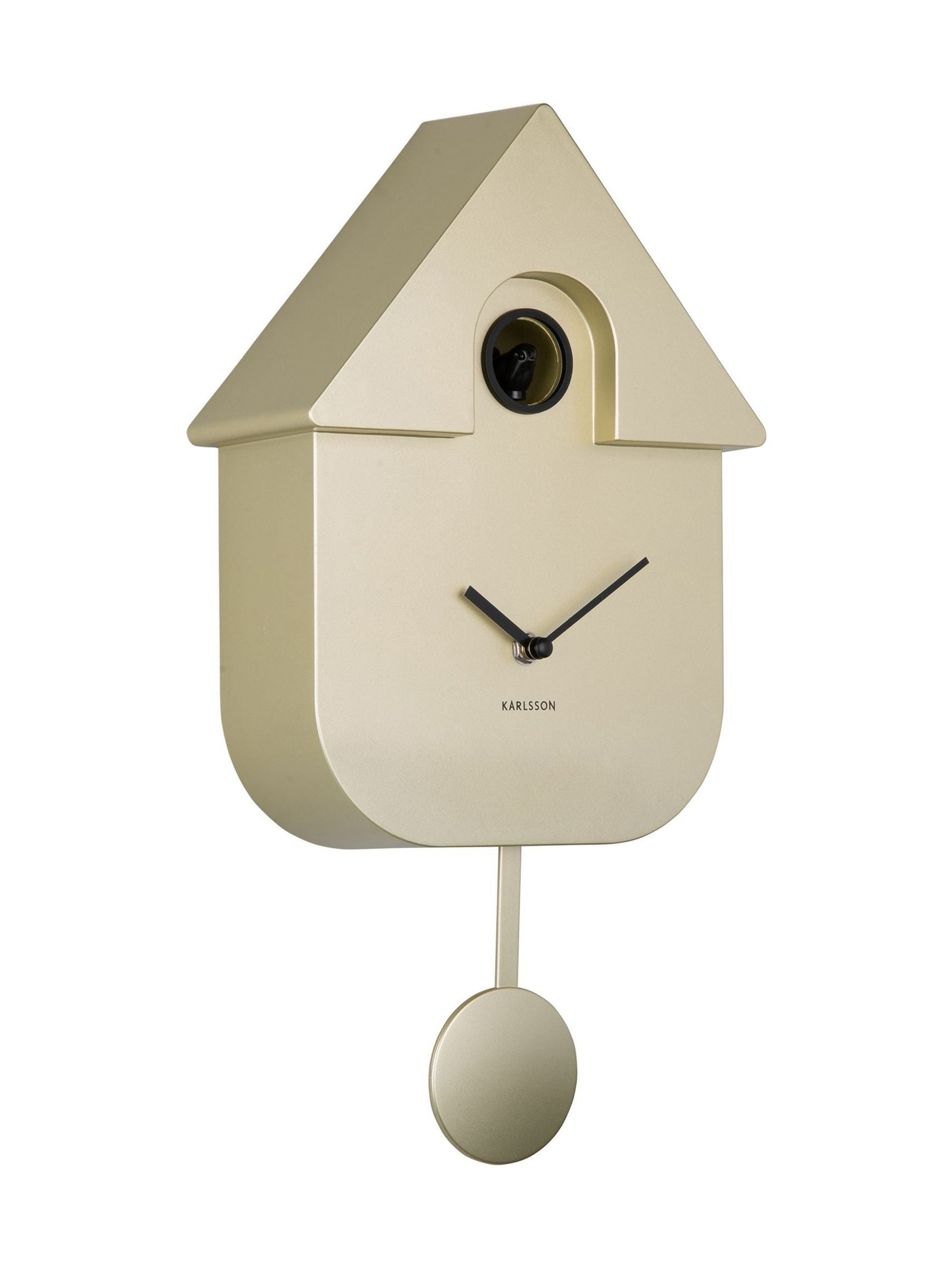 Karlsson Metallic Gold Modern Cuckoo Wall Clock, UK version