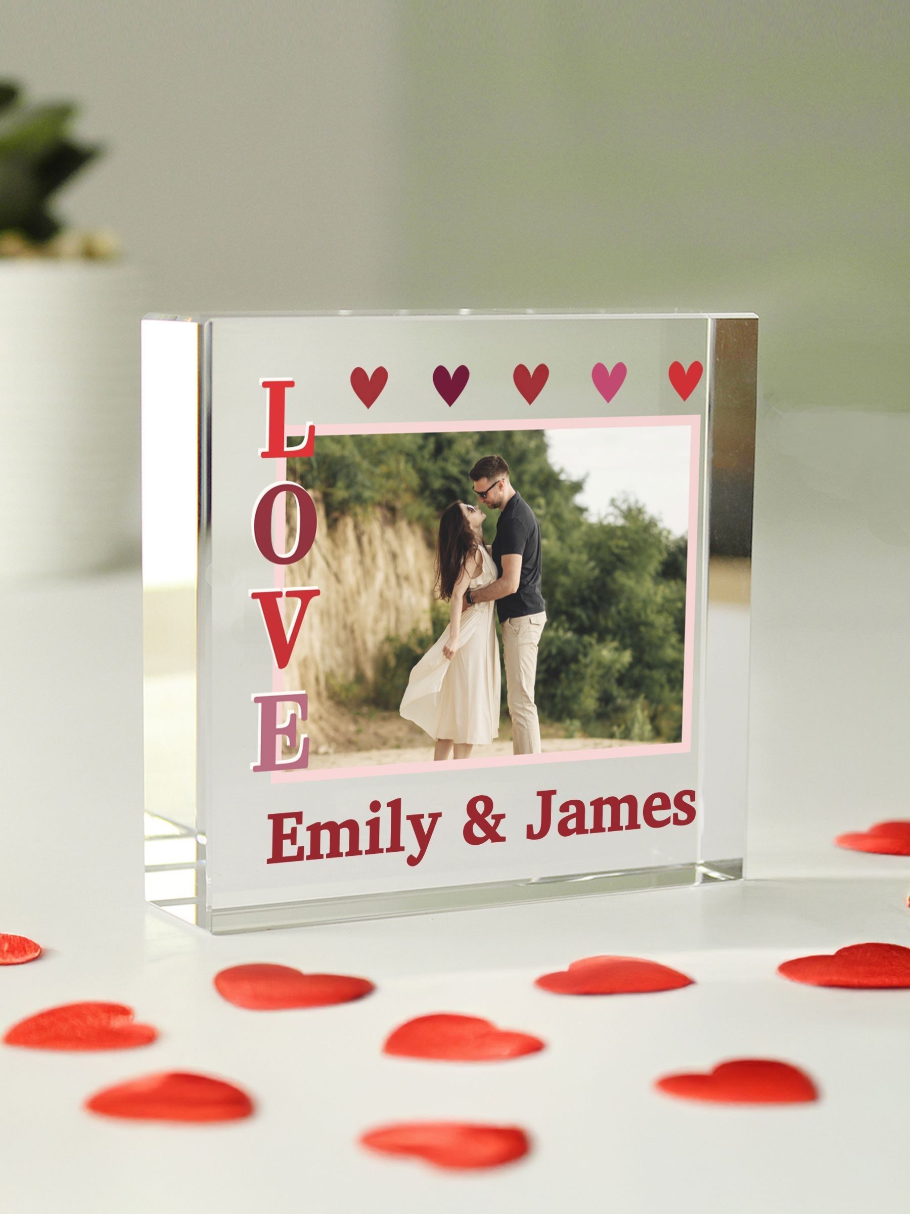 PMC Personalised LOVE Photo Upload Small Crystal Ornament, imported from the UK
