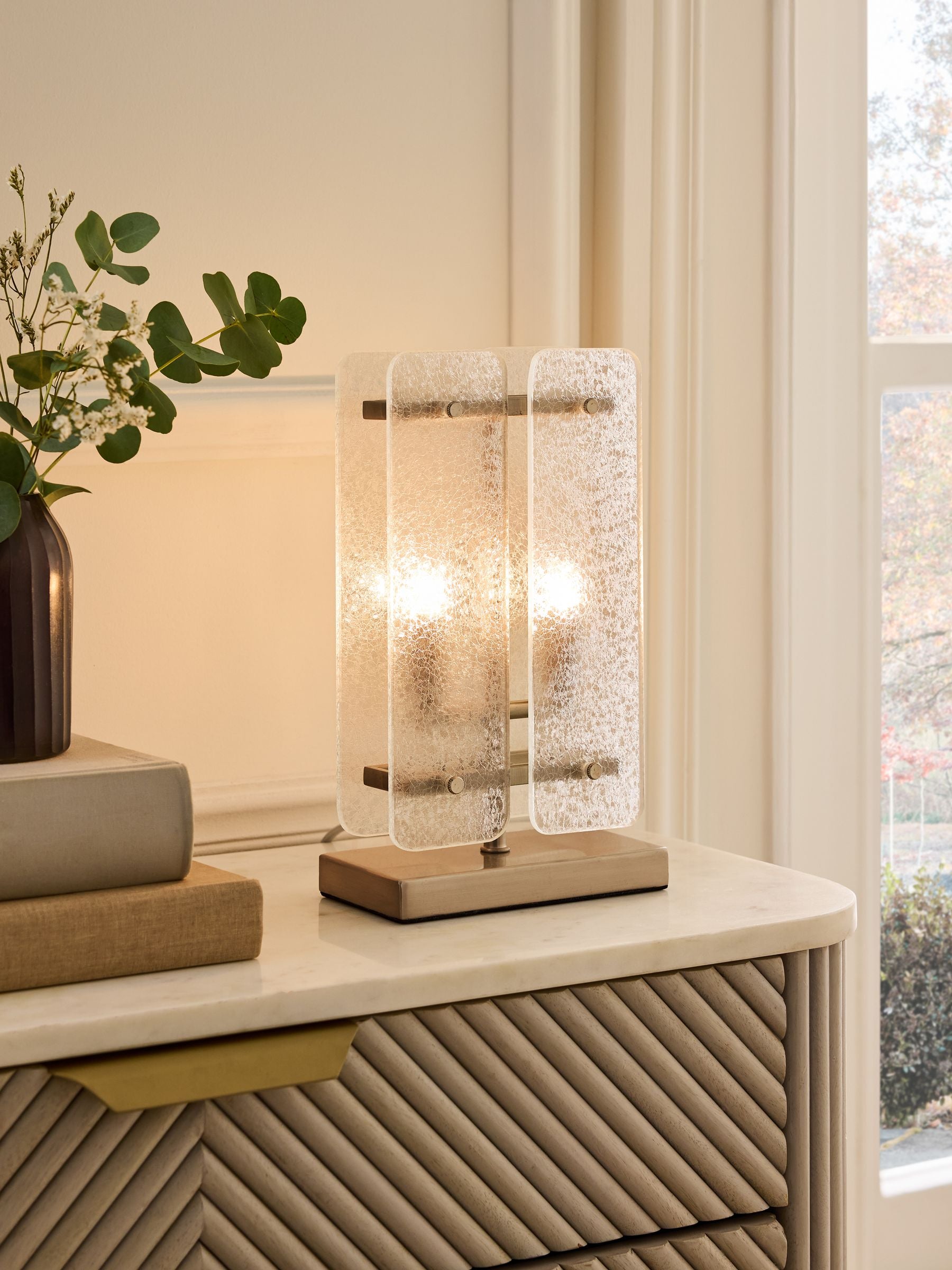 Lipsy crackle glass table lamp champagne gold (British brand)