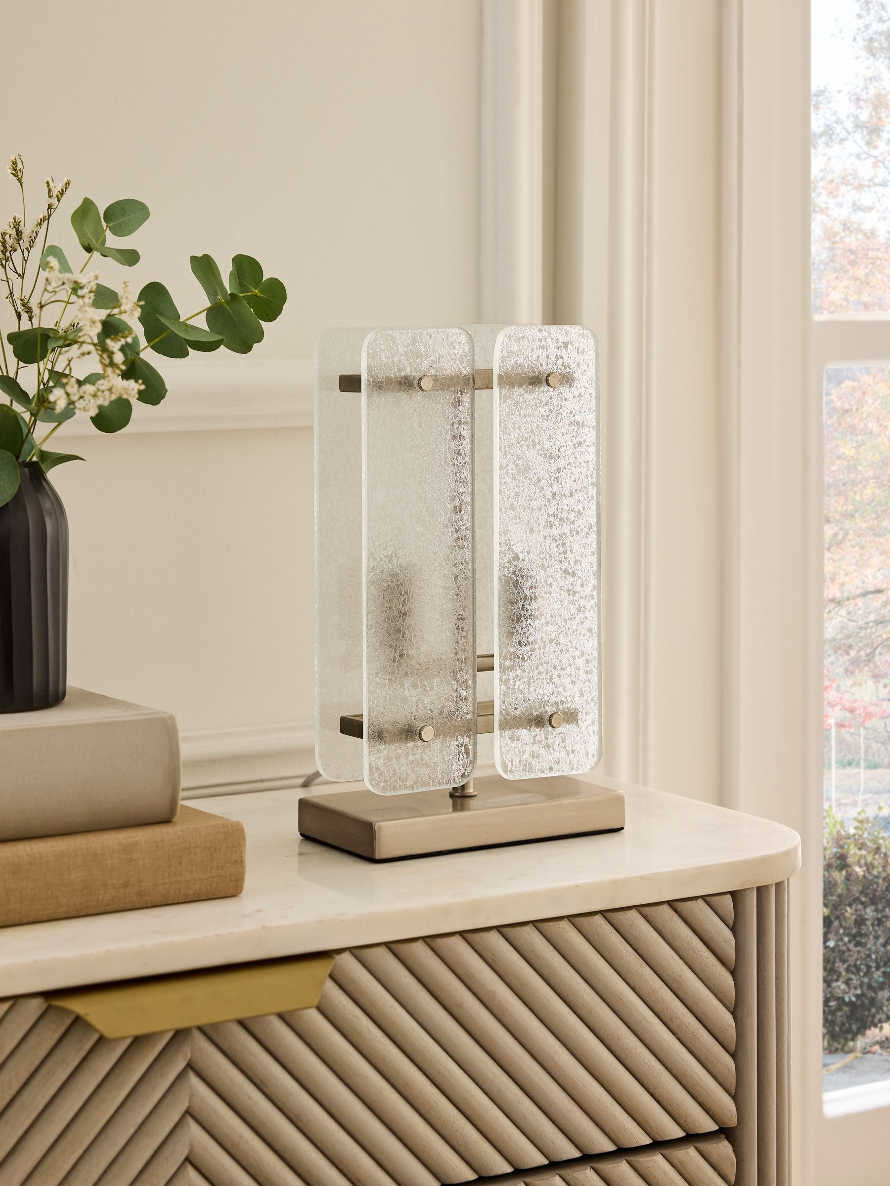 Lipsy crackle glass table lamp champagne gold (British brand)