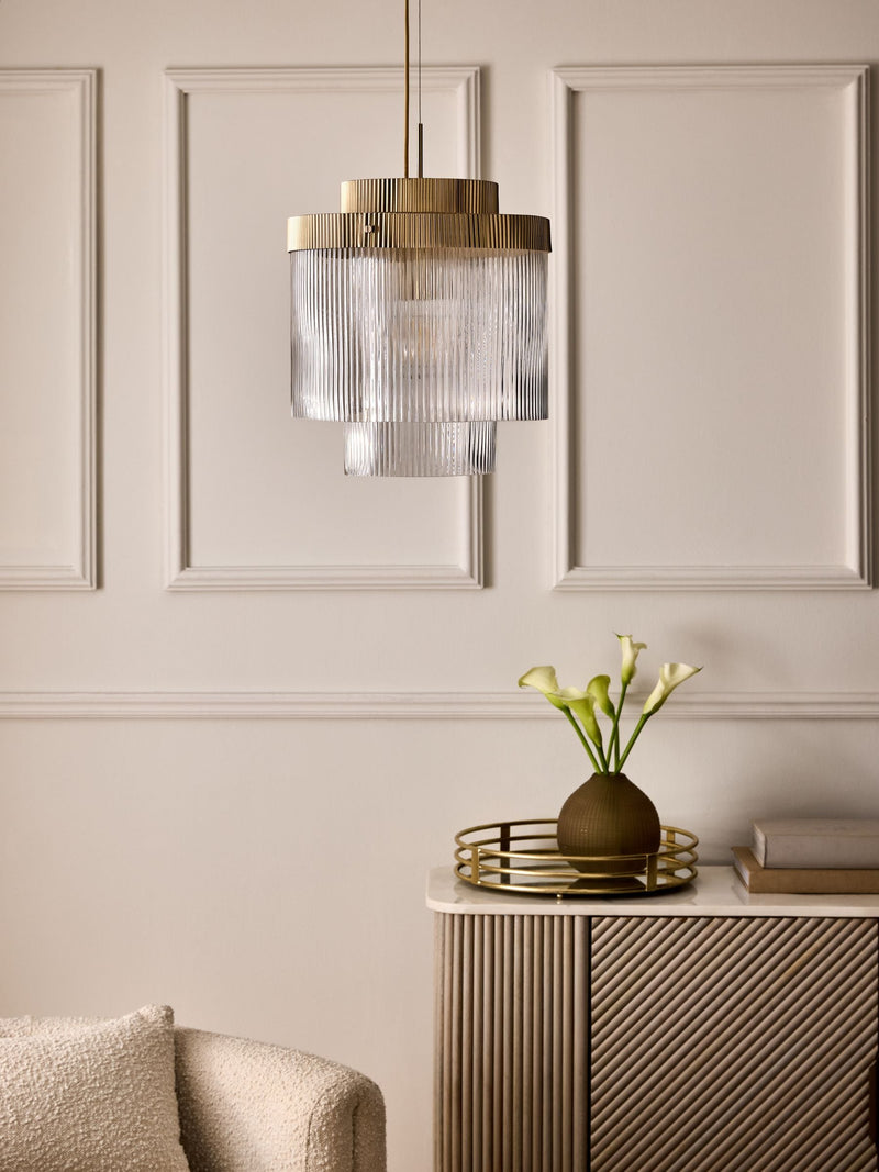 Lipsy Brass Ridge Glass chandelier light (British brand)
