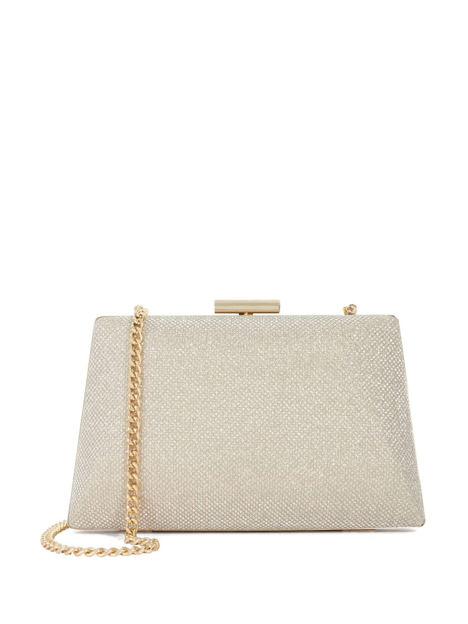 Dune London Gold Bellaria clutch bag with chain handle (British brand)