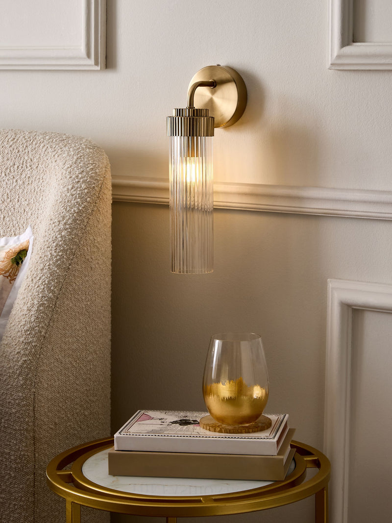 Lipsy brass ridge glass wall light 32cm - British product