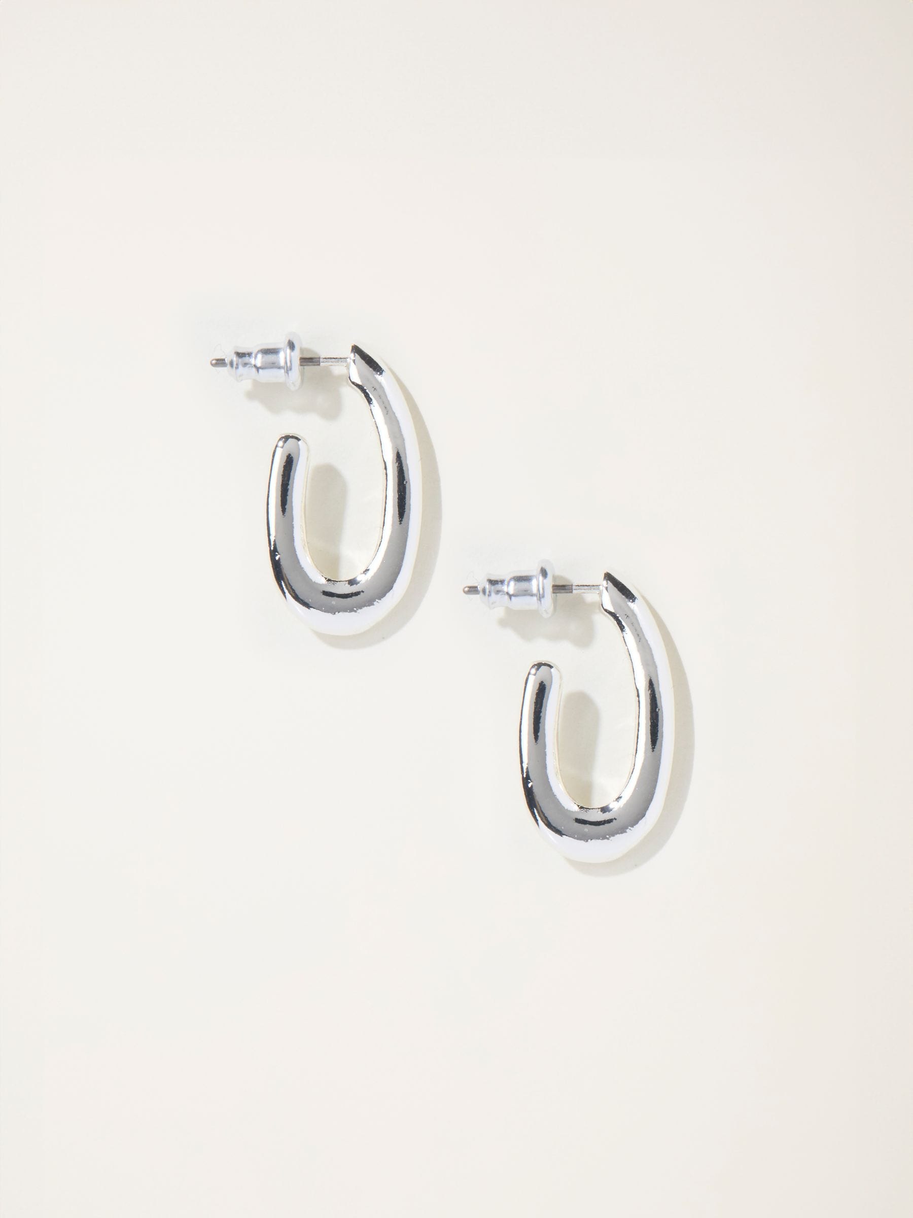 FatFace Silver Tone Twist Oval Hoop Earrings