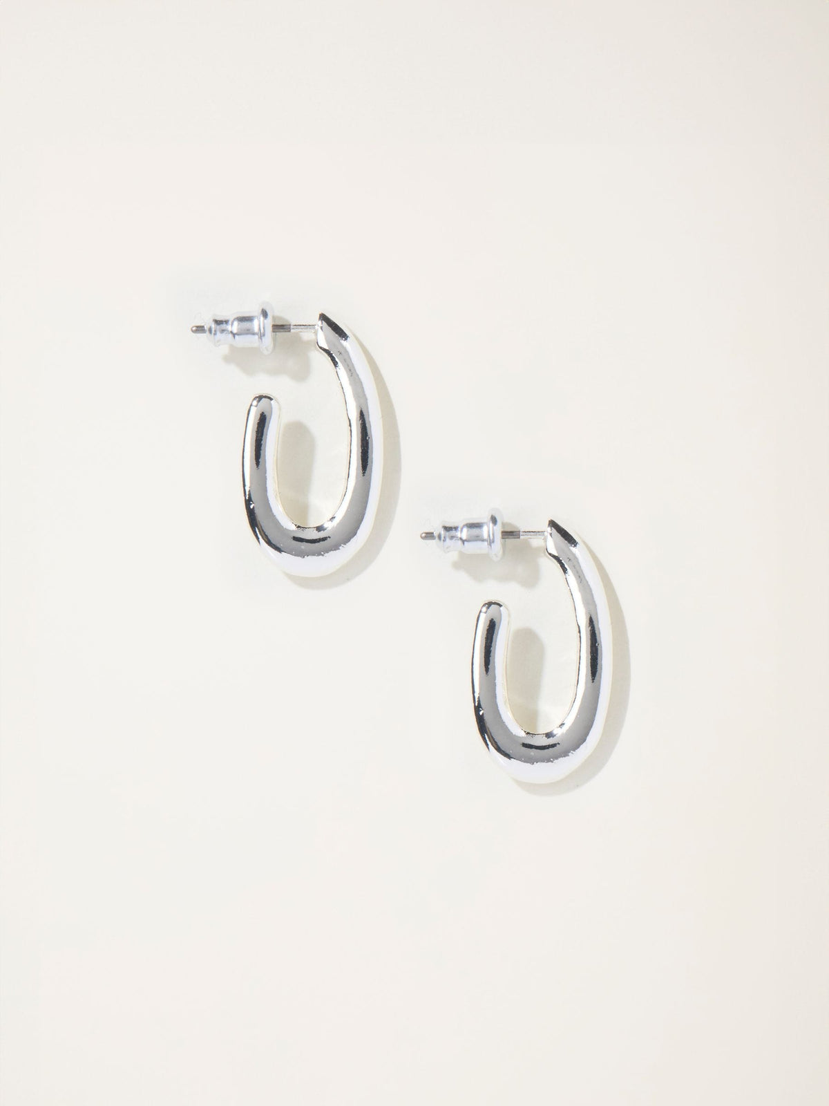FatFace Silver Tone Twist Oval Hoop Earrings